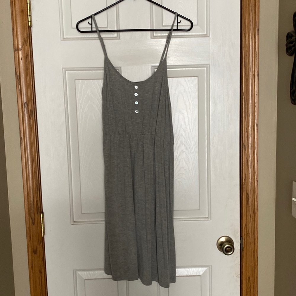 Grey Cotton Button Dress